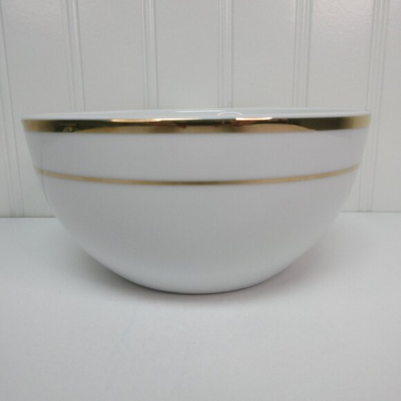 Robert Stanley Ceramic Soup Bowl Signature Collection White Gold Trim New 6"dia - Picture 1 of 10
